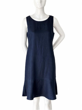 Armani Collezioni Linen Dress Navy Blue Size 44